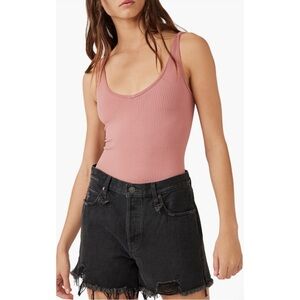 Free People Solid Rib Bodysuit NWT